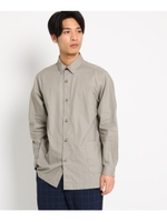 綿麻ロング丈長袖シャツ/ベージュ(052)