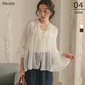 ギャザーデザインシアーブラウス【メール便可／100】