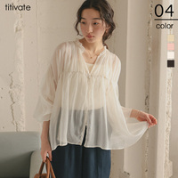 ギャザーデザインシアーブラウス【メール便可／100】