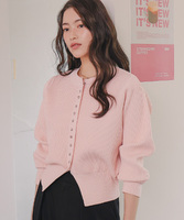 ミニシルバー釦デザインニットカーディガン