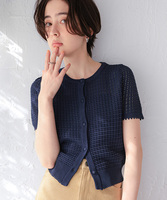 透かし編みハーフスリーブニット