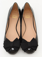 【Funny　show】多重リボンエナメルフラットシューズ