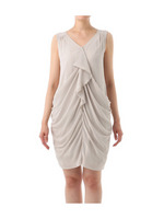 サイドドレープ揚柳素材ワンピース