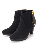 サイドジッパー配色ショートブーツ