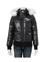 ファーつきキルティングタフタジャケット