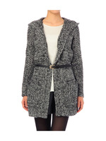 ベルト付き ざっくりニットロングカーディガン