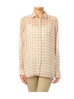 格子柄シフォンシャツ