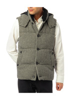 脱着フードツイードダウンベスト