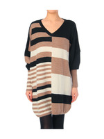 配色ニットチュニックワンピース