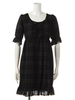 ウールガーゼチェックワンピース