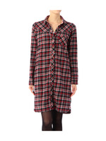 起毛チェック柄丸衿シャツワンピース