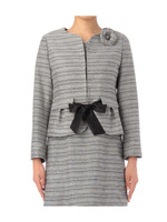 コサージュ付きラメスラブツイードジャケット