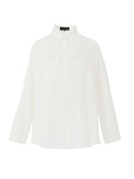 [L]2WAYシルク混フレアシャツ