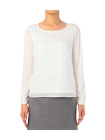 [L]パールネック サテン切り替えプルオーバー