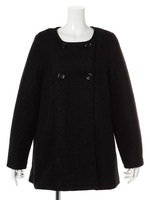 ノーカラーウールコート