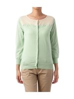 ビジュー付きバイカラーニットカーディガン