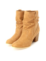 ラウンドサイドボタンショートブーツ