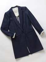 裏襟配色チェスターデニムコート