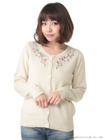 コットンニット刺繍カーディガン