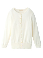 コットン七分袖ニットカーディガン