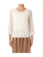 シフォンプリーツ袖ニットプルオーバー