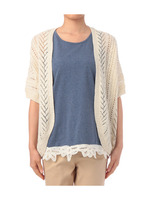 ハイゲージ編み半袖ドルマンカーディガン