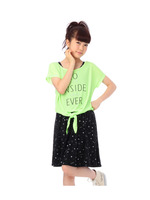 前結びTシャツ+タンクワンピースセット