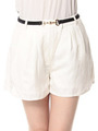 【W】ベルト付きタックショートパンツ