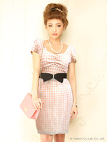 ギンガムタイトドレス