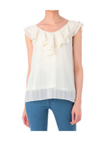 シャドーチェックフリルブラウス