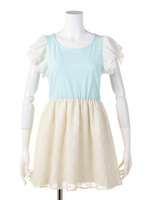 スカートレースドッキングワンピース