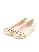 フラワートゥフラットシューズ