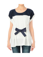 レース使いリボン付きカットソー