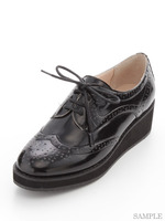 素材コンビ厚底レースアップシューズ