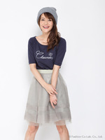 オーガンジー透けストライプスカート