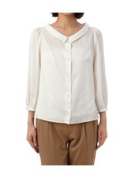 シースルーストライプ七分袖シャツ