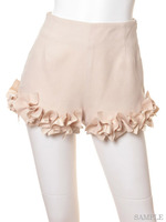 スエードフリルフラワーパンツ