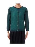 レース切り替えニットカーディガン