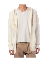 麻混ケーブル編ニットパーカー