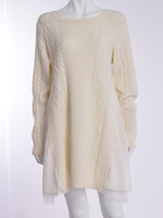 【DUO】異素材切替ケーブルニットOP