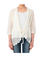 スカラップ風透かし編みニットカーディガン