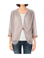 袖刺しゅう入り透かしニットカーディガン