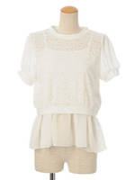 レースTシャツ×裾シフォンキャミセット