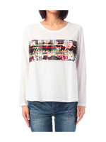 花柄チェックロゴ長袖カットソー