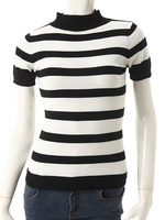 【ECURY】ボーダーハイネックニット