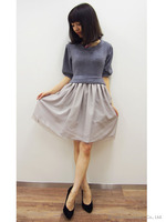 ニット×チュールドッキングワンピース