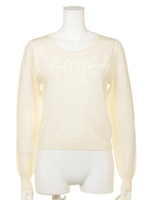 装飾レースニットトップス