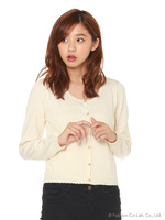 Ladyカラーシンプル長袖カーデ