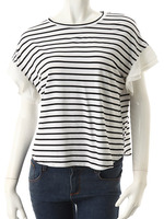 【ECURY】袖フリルボーダートップス