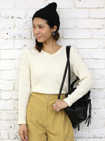 【mystic】起毛リブVネックプルオーバー